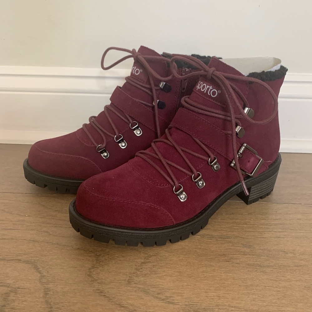 Sporto Women's Burgundy Lace-Up Boots